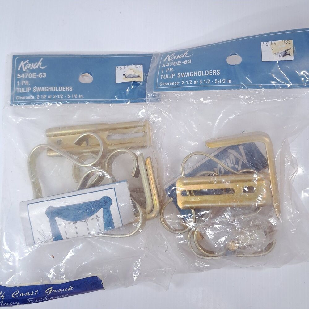 NEW Kirsch SET Drapery Tulip Swagholders Holdback Hardware Brass Finish 5470E-63
